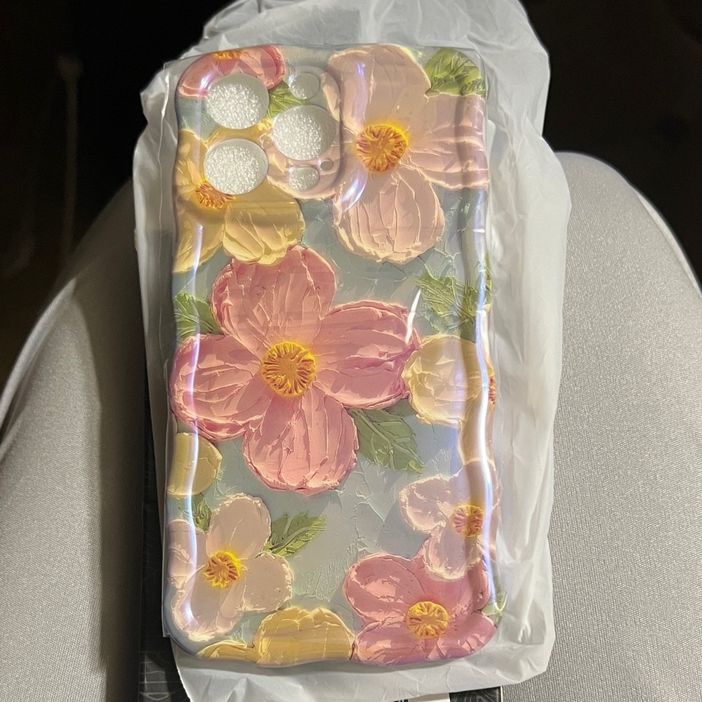 Floral Pattern Phone Case - Pink and Yellow